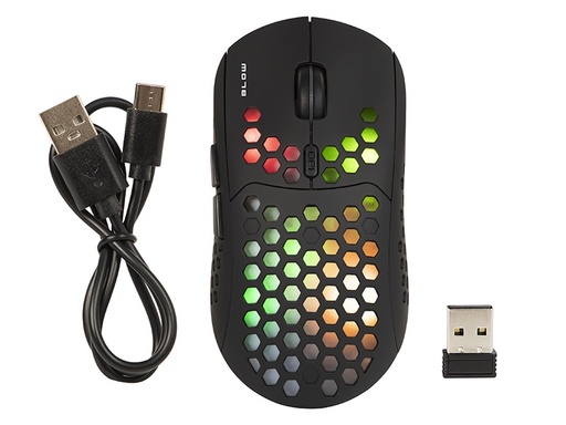 [84-056] Mouse gaming optic wireless Blow Flash, acumulator încorporat, iluminare RGB, 800/1200/1600 DPI, USB-C