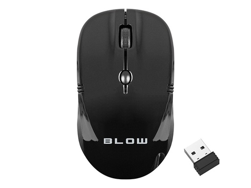 [84-002] Mouse optic wireless Blow MB-10 negru, 2,4 GHz, 1000/1200/1600 DPI, receptor USB nano, ambidextru