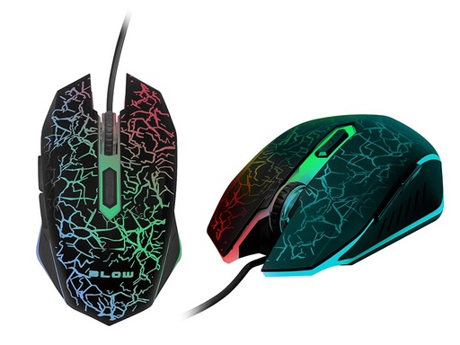[84-051] Mouse gaming optic cu fir Blow Adrenaline Hurricane, 800–2400 DPI, 6 butoane, iluminare multicoloră, USB