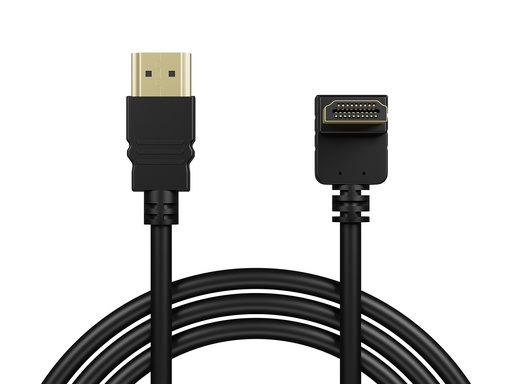 [92-604] Cablu HDMI - HDMI Classic 3 m cu mufă în unghi, HDMI 2.0, 4K 60 Hz, mufe placate cu aur, negru