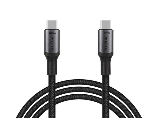 [66-159] Cablu USB-C – USB-C 1 m, împletit, negru, încărcare rapidă 100 W Power Delivery și QC 4.0
