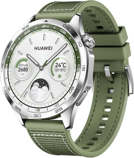 Ceas inteligent HUAWEI WATCH GT 4 46 mm, până la 2 săptămâni de viață a bateriei, Android și iOS, analiză calorică, urmărire 24 de ore, SpO2, GPS, peste 100 de sporturi, versiune italiană, verde