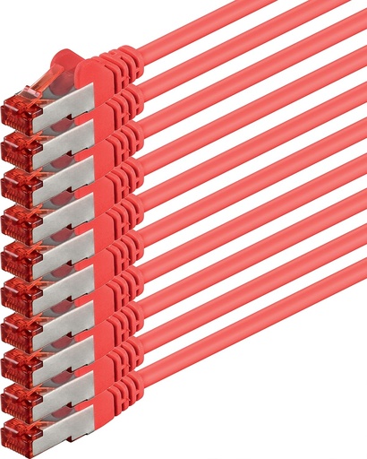 1aTTack.de 10x 7,5 m - Cat 6 Cablu de rețea Patch Cable Cat6 RJ45 SFTP - Roșu