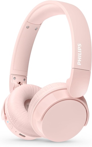 Philips TAH4209PK Căști Bluetooth cu ureche fără fir ușoare, izolare pasivă a zgomotului, 55 de ore de viață a bateriei, sunet natural, apeluri clare, bas dinamic, încărcare 2 ore prin USB-C - roz