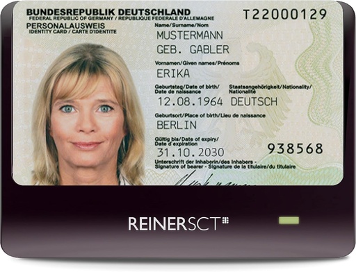 Cititor de carduri cu cip RFID REINER SCT cyberJack de baza | Pentru noua carte de identitate germana (nPA) Black