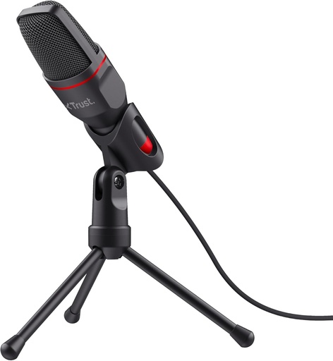 Trust Gaming GXT 212 Microfon USB Mico cu suport, mufă de 3,5 mm și adaptor USB, cablu de 1,8 m, Plug & Play, Microfon PC pentru computer, PS4, PS5, Streaming, Twitch, YouTube - Negru