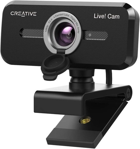 CREATIVE VF0880 Live! Cam Sync 1080p V2 Cameră web USB cu unghi larg Full HD cu dezactivare automată și reducere a zgomotului pentru apeluri video, microfon dublu integrat îmbunătățit, zoom, Skype, negru
