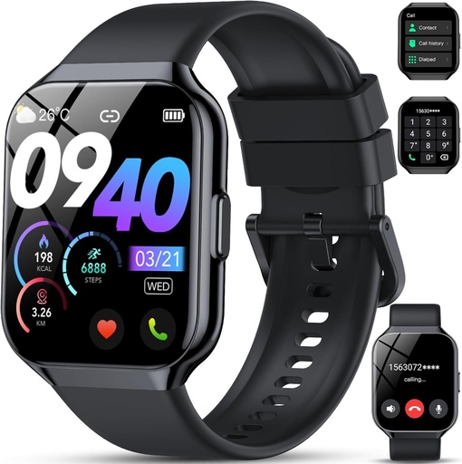 Ceas inteligent QCOQ Barbati Femei, Ceas inteligent sport, Ceas inteligent (Negru Pro)