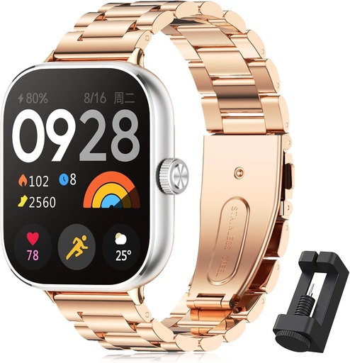 Bratara BDIG compatibila cu Xiaomi Redmi Watch 5/Xiaomi Redmi Watch 4/Xiaomi Mi Band 9 Pro/Xiaomi Mi Band 8 Pro, curea de schimb reglabila din otel inoxidabil premium pentru femei/barbati