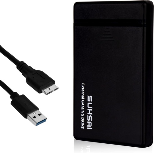 Hard disk extern pentru jocuri SUHSAI, unitate portabilă USB 3.0, hard disk de mare viteză de 2,5 inchi, unitate de rezervă, potrivit pentru PS5, PS4, PS3, PC, Android, Mac (320 GB)