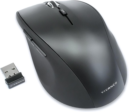 Vivanco Silent Mouse, mouse fara fir, silentios, cu zgomot redus, ergonomic, fara fir, comutabil la 800 - 1600 dpi, aproape niciun zgomot de clic