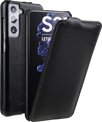 STILGUT UltraSlim compatibil cu husa Samsung Galaxy S21 Plus - Husa flip din piele Samsung S21 Plus 5G, husa pliabila, husa telefon mobil, husa din piele - Negru