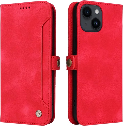 VEEMOS Husă pentru telefon mobil pentru Apple iPhone 14 Husă pliabilă cu suport pentru card Husă pliabilă Husă de protecție Geantă pentru telefon mobil Husă din piele pentru cărți Husă pentru telefon mobil - roșu