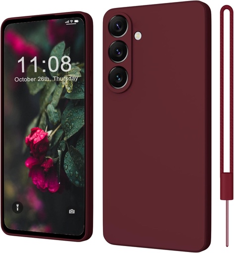 Husă ORDA pentru Samsung Galaxy S24 Plus, protecție din silicon pentru cameră, gel moale ultra-subțire pentru husă pentru telefon Samsung Galaxy S24+, compatibilă cauciuc anti-zgârieturi pentru 6,6 inchi, roșu vin