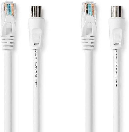 Cablu combinat NEDIS coaxial/CAT6 | cu mufe | 1,5 m