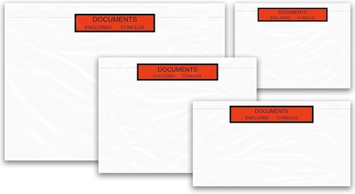 PACKY - Suport pentru documente adeziv transparent inclus - Dimensiuni disponibile A6 A5 A4 DL - Plic de transport din plastic pentru factura - Bon de livrare - Pachet A4 de 100