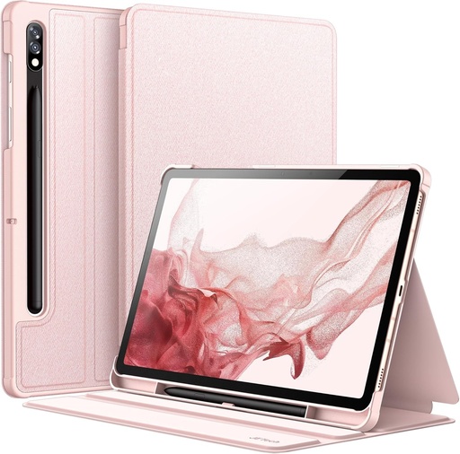 Husa JETech pentru Samsung Galaxy Tab S8 2022/S7 2020 11 inchi cu suport pentru stilou S, husa de protectie subtire pentru tableta, vizualizare in mai multe unghiuri (Pinkgold)