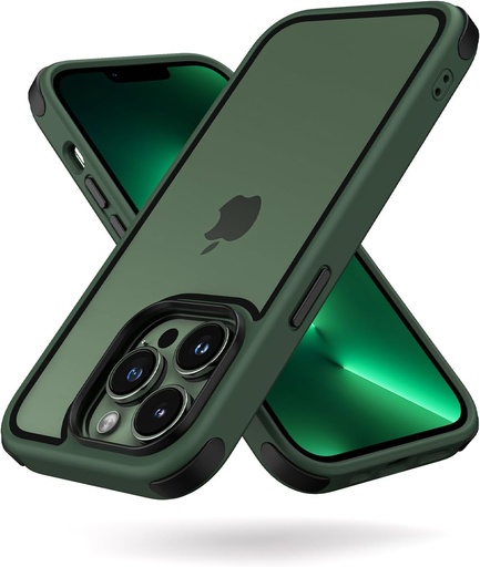 Husă MobNano compatibilă cu iPhone 13 Pro, 360 de grade, rezistentă la șocuri, anti-zgârieturi Husă transparentă din silicon PC/TPU pentru iPhone 13 Pro - verde/negru