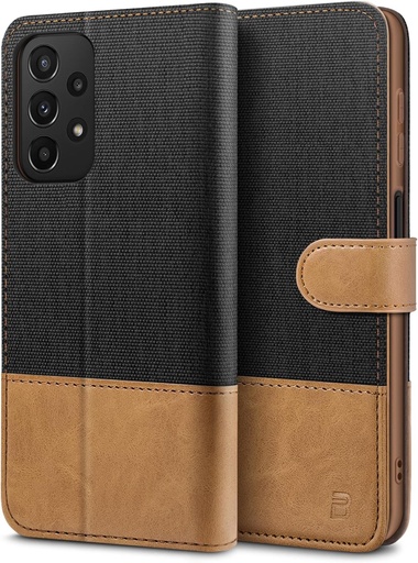 Husă BEZ® pentru Samsung A23 5G, Husă pentru Samsung Galaxy A23 5G Husă de protecție din piele, Portofel din piele PU, Blocare RFID, Buzunar pentru monede, Închidere magnetică, Negru