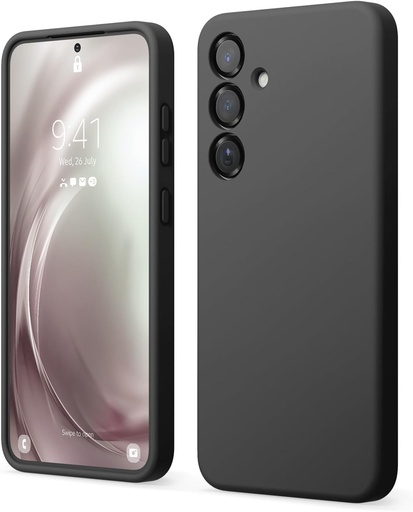 elago compatibil cu husa Samsung Galaxy S25 Plus, husa din silicon lichid, protectie completa a corpului, rezistenta la socuri, husa subtire pentru telefon, captuseala moale din microfibra rezistenta la zgarieturi, 6,7 inchi (negru)