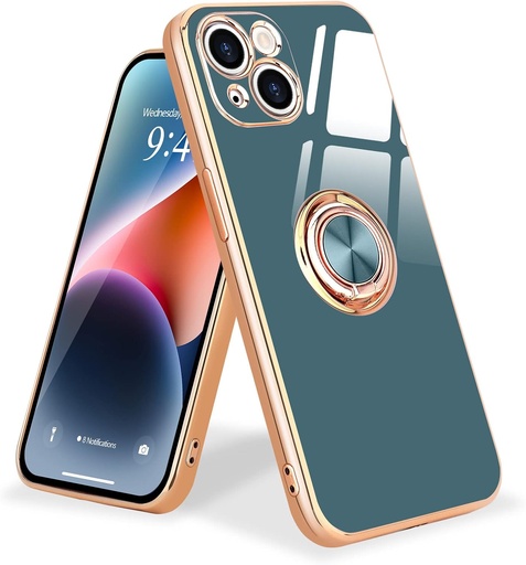 Urarssa compatibilă cu husa iPhone 14 de 6,1 inci cu suport inel de 360 ​​de grade Husă pentru telefon mobil Husă de protecție magnetică pentru mașină rezistentă la șocuri pentru husă iPhone 14, gri