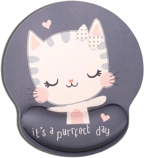 AOKSUNOVA Mouse Pad ergonomic Kawaii Cat cu model de pisică Kawaii pentru suport pentru încheietura mâinii.