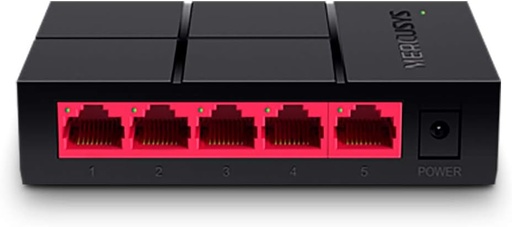 Comutator Gigabit Ethernet TP-Link Mercusys MS105G cu 5 porturi, splitter Ethernet, comutator Gigabit pentru casă și birou, Plug and Play, suport pentru desktop, carcasă din plastic