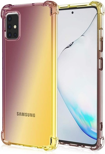 Husa HAOYE pentru Husa Samsung Galaxy A71, Husa pentru Telefon TPU Culoare Gradient, [Intarita cu Patru Colturi] Husa Moale, Transparenta, Silicona, TPU, Absorbtie Socurilor Husa Transparenta (Negru/Auriu)