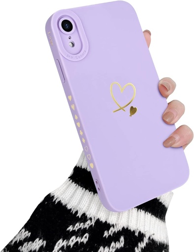 Newseego compatibilă cu husă iPhone XR, model drăguț în formă de inimă de dragoste, auriu, husă moale din silicon lichid lichid pentru iPhone XR, inimi mici pe lateral, husă de protecție rezistentă la șocuri pentru iPhone XR-albă