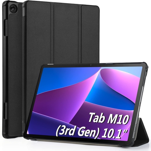 Husa WD&CD compatibila cu Lenovo Tab M10 a treia generatie de 10,1 inchi 2022 (TB-328F/TB-328X) neagra, husa de protectie ultra subtire din piele PU