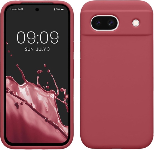 Husa kwmobile Compatibila cu Google Pixel 8a - Husa din silicon pentru telefon - Suprafata moale - Incarcare fara fir - trandafir inchis