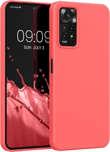 Husa kwmobile Compatibila cu Xiaomi Redmi Note 11 Pro/Note 11 Pro (5G) / Note 12 Pro (4G) Husa - Husa Telefon Protectie Silicon Moale TPU - Coral Luminos