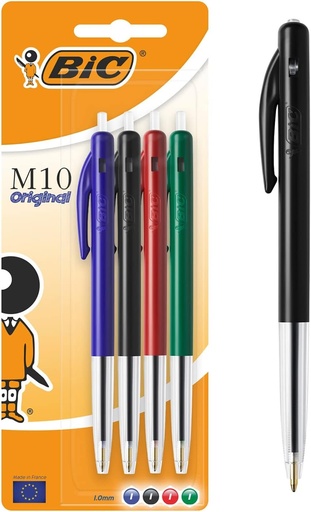 Pix BIC M10 original, in 4 culori, latime linie: 0,32 mm, pachet de 4, ideal pentru birou, birou sau scoala