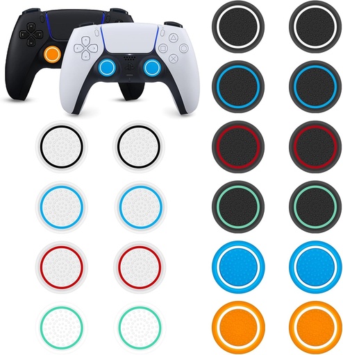 20 piese Accesorii PS5 Capace din silicon pentru controlere, comutator cu capac joystick Xbox One Series X/S Accesorii PS4 PS5, Protector pentru controlere PS5 Alb-negru, Accesorii pentru controlere PS4