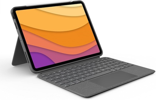 Carcasa pentru tastatura Logitech Combo Touch iPad Air (a 4-a si a 5-a generatie - 2020, 2022) - detasabila, tastatura iluminata din spate, trackpad Click-Anywhere, conector inteligent, aspect QWERTY UK/US - gri