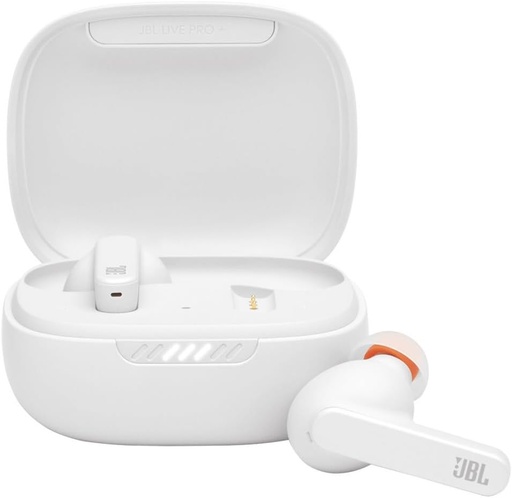 JBL LIVE PRO+ TWS – Căști wireless Bluetooth – Reducere adaptivă a zgomotului și tehnologie Smart Ambient – ​​Husă de încărcare inclusă – Până la 28 de ore de timp de ascultare combinat – Alb