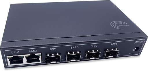 Elfcam® - Comutator de fibră optică cu 4 porturi SFP și 2 porturi Gigabit Ethernet 10/100/1000Mbps, Plug & Play negestionat (4 porturi SFP)