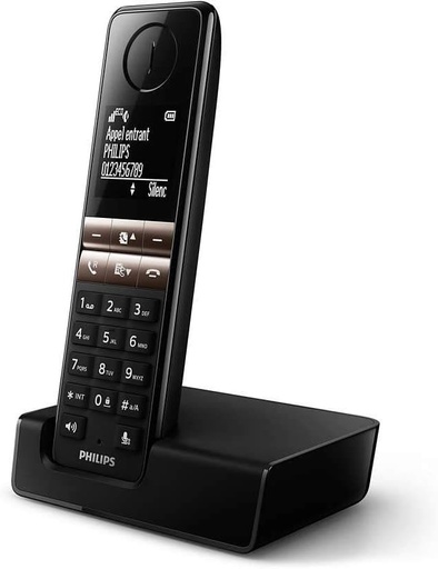 Philips D4702B/34 - Pachet de 2 telefoane fara fir (Iluminare de fundal, sunet HQ, 16 ore, 2 numere de telefon, difuzor, sunetul meu, privat, alarma, indicator eveniment, mod Eco+) Negru