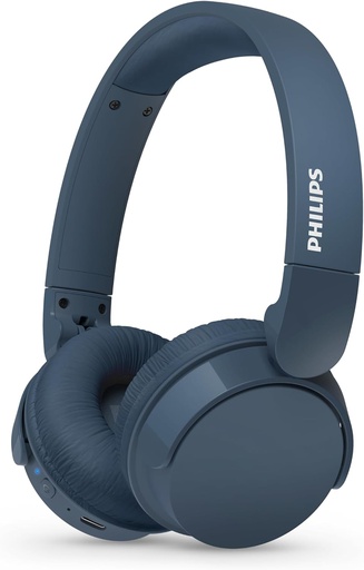 Philips TAH4209BL Căști supraear Bluetooth fără fir ușoare, cu izolare pasivă a zgomotului - 55 de ore de redare, sunet natural, apeluri clare, bas dinamic, 2 ore de încărcare USB-C - Albastru