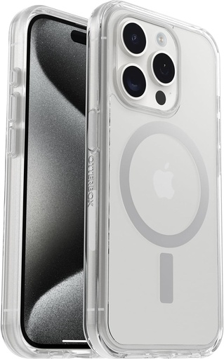 OtterBox Symmetry Clear pentru MagSafe Husa transparenta pentru iPhone 15 Pro, rezistenta la socuri, la cadere, husa de protectie, testata de 3 ori conform standardului militar, transparenta, fara ambalaj de vanzare cu amanuntul