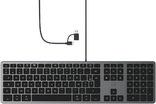 Tastatura franceza AZERTY cu fir Mobility Lab pentru Mac - gri spatial si negru