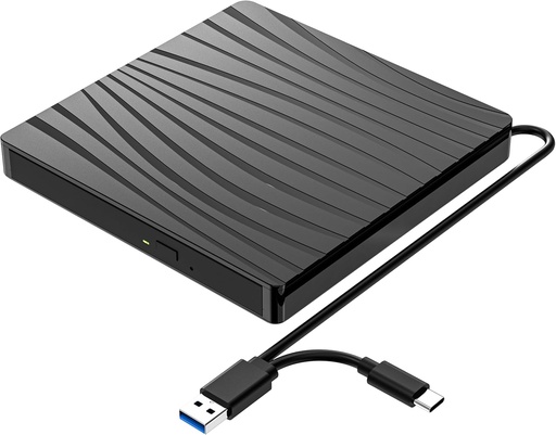 Unitate DVD externă QDSYLQ, USB 3.0 și tip C portabil CD DVD +/-RW Burner Unitate optică Unitate DVD externă pentru laptop, PC, desktop, MacBook, iMac, Windows 11/10/8/7/XP/Linux/Vista/MacOS