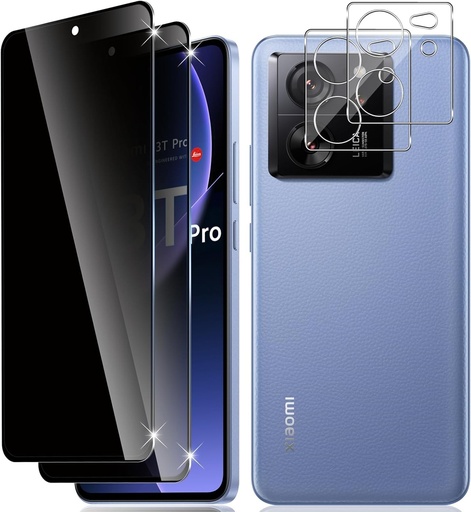 Vanrain protectie pentru ecran de confidentialitate pentru sticla temperata pentru Xiaomi Mi 13T/Xiaomi Mi 13T Pro, 1 pachet de protectie pentru ecran de confidentialitate anti-spion, 1 pachet de folie de protectie a camerei [duritate 9H] [rezistent la zgarieturi] [fara bule]