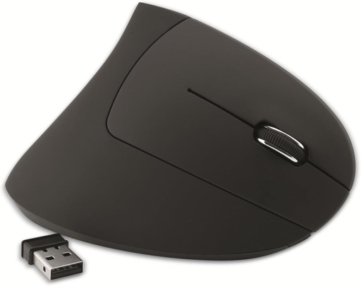Mouse wireless ergonomic MediaRange cu 6 butoane cu senzor optic pentru utilizatori dreptaci, negru