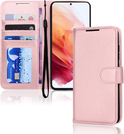 Husa portofel din piele TECHGEAR Galaxy S23, husa de protectie cu clapa cu suport pentru card portofel, suport si curea de mana - piele PU neagra cu inchidere magnetica Proiectata pentru Samsung Galaxy S23 / S23 5G