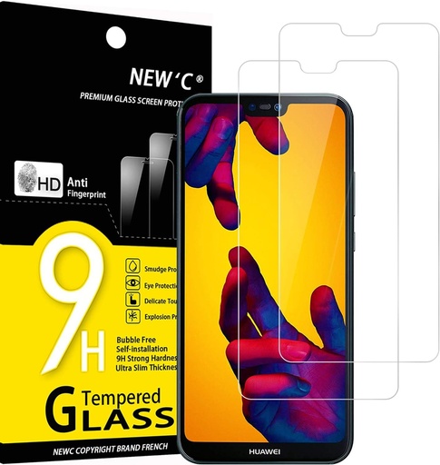NEW'C Pachet de 2, sticla securizata pentru Huawei P20 Lite, Nova 3e, protector de ecran ultra rezistent, fara bule (0,33 mm HD ultra transparent) sticla duritate 9H