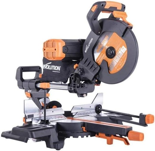 Evolution R255SMS-DB+ Ferastrau dublu pentru onglet | 2000 W, 300 mm, taiere tesita, unghi oblic, diametru 255 mm, lama HM/TCT pentru taiere cu mai multe materiale