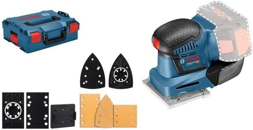 Bosch Professional 06019D0202 Slefuitor orbital sistem GSS 18V-10, diametru orbital 1,6 mm, 3 placi de baza de diferite dimensiuni, baterii si incarcator neincluse, albastru