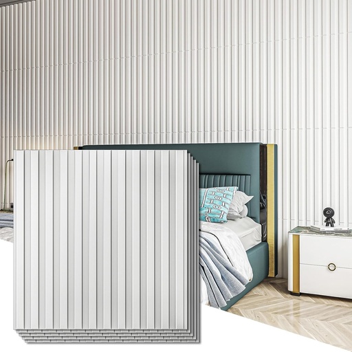 Art3d 12 panouri 3D de perete pentru decorarea peretelui interior Panouri de perete din PVC 0,6 x 1,2 m alb