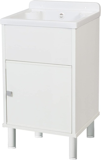 Negrari 5003PKCAM Mini chiuvetă din rășină PVC pentru exterior/interior, cu unitate de depozitare, L 42 x A 34 x H 80 cm, Alb, Mic